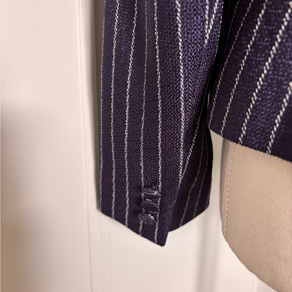Tahari Blue and White Pinstripe Blazer - Picture 4 of 9